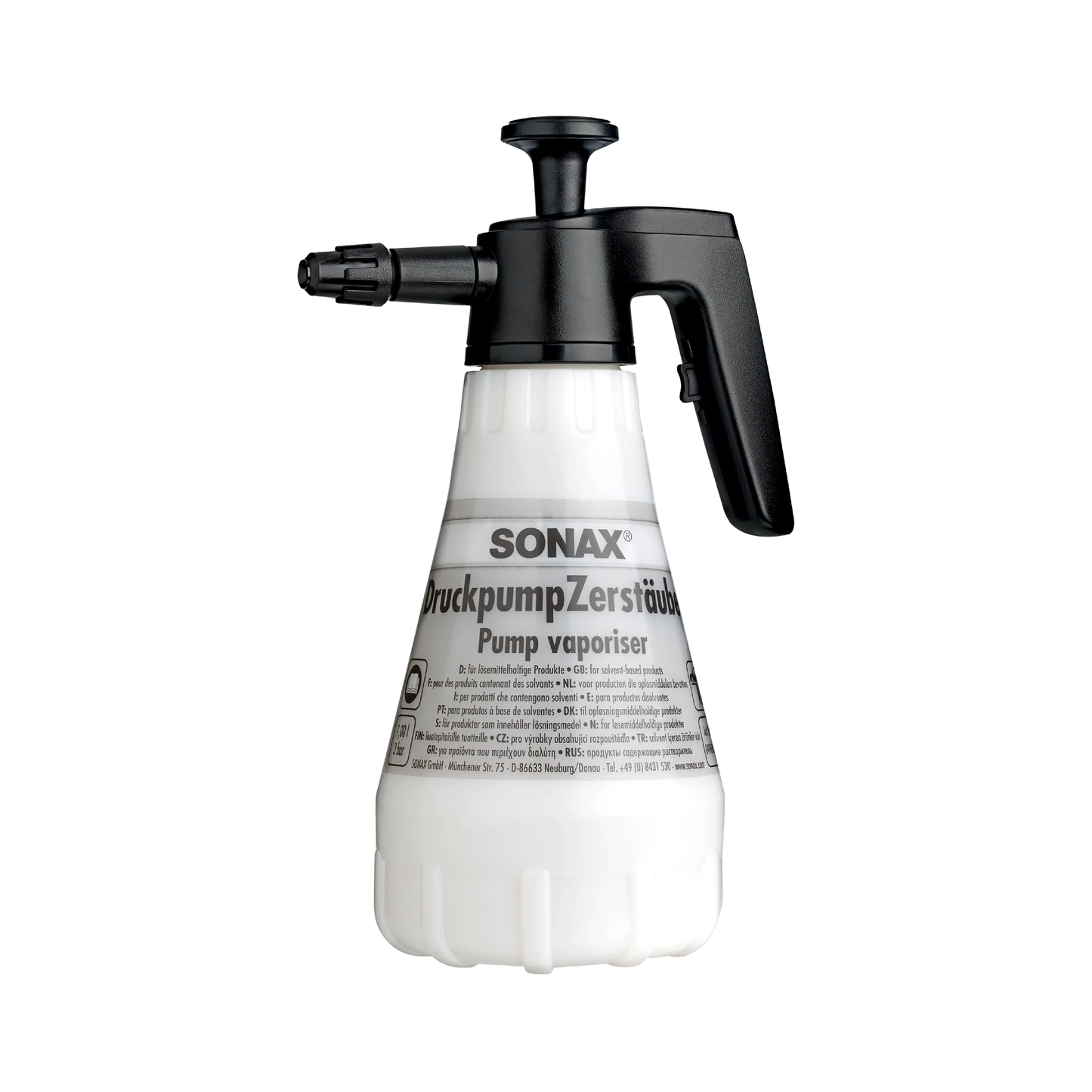 SONAX Druckpump Zerstäuber lösemittelbeständig Sprühflasche PROSHINE Autopflegeprodukte